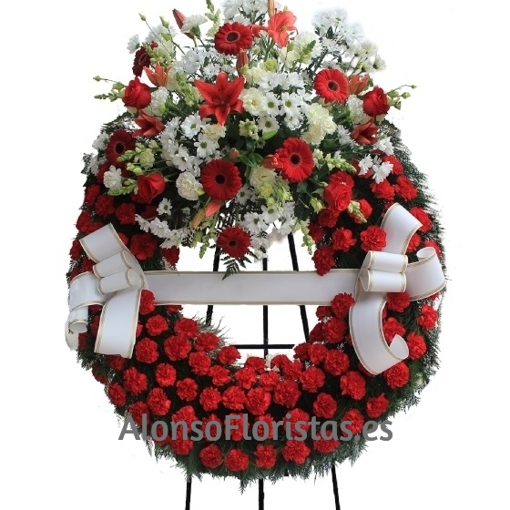 Corona Funeraria Roja y Blanca