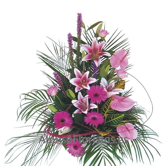 Centro de flores rosa