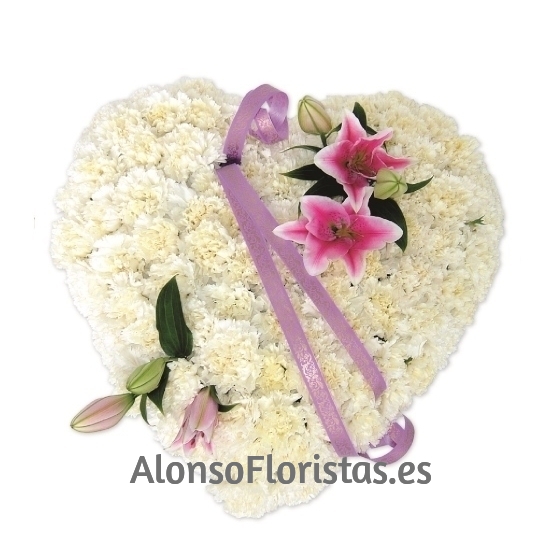 Corazón Funerario Clavel y Lilium