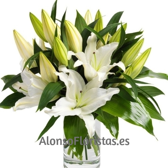 Jarrrón de cristal con liliums